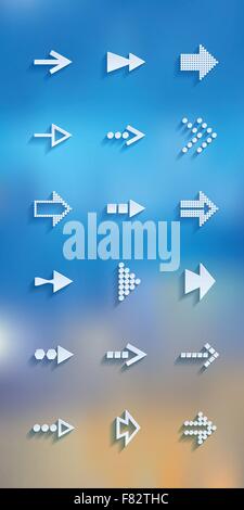 Vettore frecce bianche set di icone. Illustrazione Vettoriale