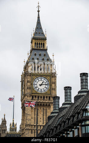 Case del Parlamento Londra vista di St Stephen's tower Foto Stock