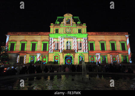 Celebrazione della luce organizzato dal commercio e industria camera nel centro della città, Montpellier, Francia Foto Stock