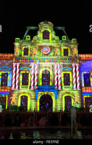 Celebrazione della luce organizzato dal commercio e industria camera nel centro della città, Montpellier, Francia Foto Stock