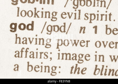Definizione della parola di Dio nel dizionario Foto Stock