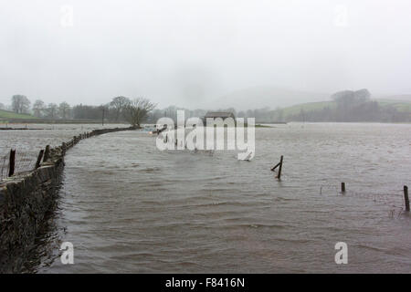 Wensleydale, North Yorkshire, Regno Unito. 05 Dic, 2015. Terra allagata e strade in Wensleydale, North Yorkshire, Regno Unito. Credito: Wayne HUTCHINSON/Alamy Live News Foto Stock