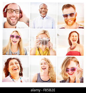 Amici amicizia ritratto affiatamento in concetto di divertimento Foto Stock