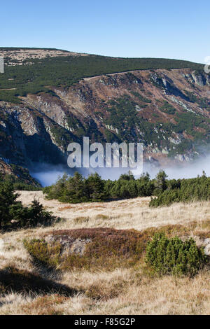 Monti Karkonosze paesaggio, Sudetes (Sudeti), Polonia e Repubblica ceca confine. Foto Stock