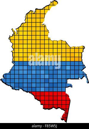 Mappa Colombia con bandiera all'interno Illustrazione Vettoriale