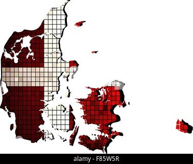 Mappa di Danimarca con bandiera all'interno Illustrazione Vettoriale