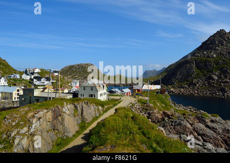 Villaggio sereno di Nyksund in estate, vesteraalen Norvegia Foto Stock