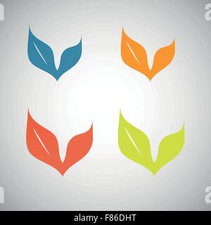 Vettore di foglie colorate su sfondo bianco Illustrazione Vettoriale