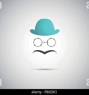 Blue hat con un baffi sullo sfondo Illustrazione Vettoriale