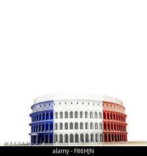 Colosseo dipinto con colori francese isolati su sfondo bianco Foto Stock