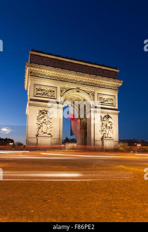 Arc de Triomphe in piazza Charles de Gaulle di Parigi e dell' Ile-de-France, Francia Foto Stock