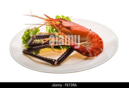 Gigante di gamberi di acqua dolce bollite con pepe Foto Stock