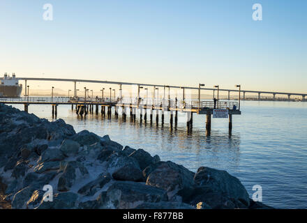 Embarcadero Park Pier, Pier, Porto, mattina. San Diego, California, Stati Uniti d'America. Foto Stock