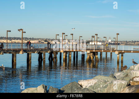 Embarcadero Park Pier, Pier, Porto, mattina. San Diego, California, Stati Uniti d'America. Foto Stock