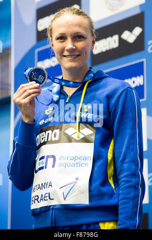 Israele. 06 Dic, 2015. Sarah SJOESTROEM SWE Medaglia d Argento 50m Freestyle Finale donne Netanya, Israele, Wingate Institute LEN European Short Course Swimming Championships Dic. 2 - 6, 2015 Netanya 06-12-2015 Nuoto Campionati Europei di nuoto in vasca corta Credit: Insidefoto/Alamy Live News Foto Stock