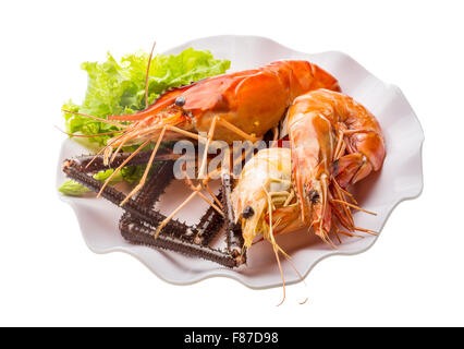 Gigante di gamberi di acqua dolce e gamberoni isolato Foto Stock