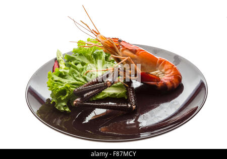 Gigante di gamberi di acqua dolce bollite con pepe Foto Stock