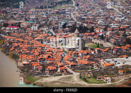 La confluenza di due fiumi - Il Kura e Aragvi, Georgia, Mtskheta Foto Stock