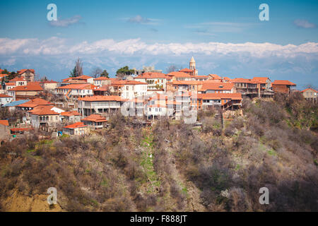 Vista di Sighnaghi città vecchia in Georgia Foto Stock