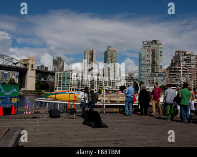 Granville Island Harbour vancouver bc British Columbia market burrard Foto Stock