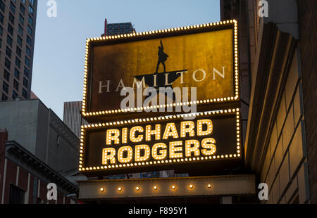 Hamilton - il musical di Broadway - al Richard Rodgers Theatre di New York City Foto Stock