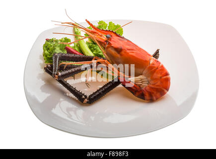 Gigante di gamberi di acqua dolce bollite con pepe Foto Stock