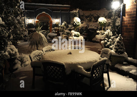 Retro del giardino in inverno Foto Stock