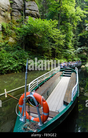 Stazione delle Barche Obere Schleuse, Hinterhermsdorf, Svizzera Sassone, Bassa Sassonia, Germania Foto Stock