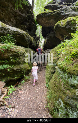 Labirinto di roccia vicino Langenhennersdorf, Svizzera Sassone, Bassa Sassonia, Germania Foto Stock