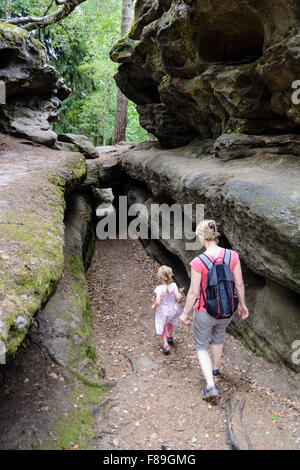 Labirinto di roccia vicino Langenhennersdorf, Svizzera Sassone, Bassa Sassonia, Germania Foto Stock