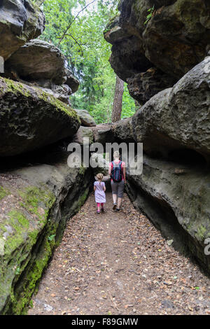 Labirinto di roccia vicino Langenhennersdorf, Svizzera Sassone, Bassa Sassonia, Germania Foto Stock