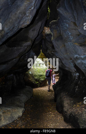 Labirinto di roccia vicino Langenhennersdorf, Svizzera Sassone, Bassa Sassonia, Germania Foto Stock