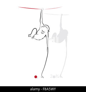 Il Capodanno cinese 2016 (anno della scimmia). Messaggio di saluto o scheda di invito per la vacanza Foto Stock