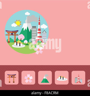 Le icone dei punti di riferimento globale in Giappone, Asia Foto Stock