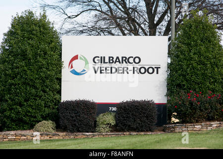 Un logo segno al di fuori della sede di Gilbarco Veeder-Root in Greensboro, Nord Carolina il 27 novembre 2015. Foto Stock