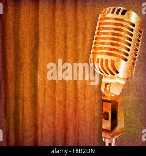Abstract grunge sfondo musicale con microfono retrò illustrazione vettoriale Illustrazione Vettoriale