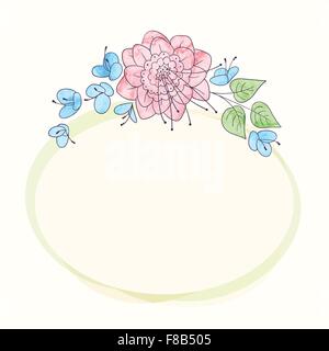 Vector acquerello round flower frame. Disegnare a mano romantica bordo floreale Illustrazione Vettoriale