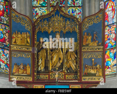 Österreich, Niederösterreich, Weidhofen an der Ybbs, Stadtpfarrkirche San Lambert und Magdalena , spätgotische Flügelaltar um 15 Foto Stock