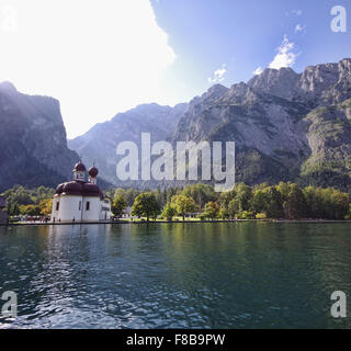 San Bartolomeo chiesa al lago Konigsee, Germania Foto Stock