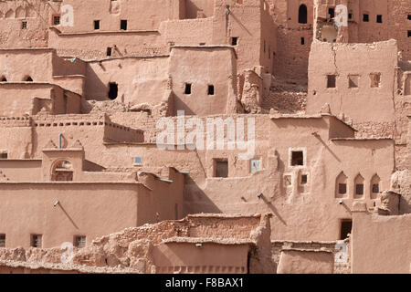 Colpo lungo di Ksar Ait Benhaddou, Ait Ben Haddou, Ouarzazate, Marocco Foto Stock