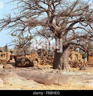 Granai in villaggio Dogon Idjeli, Mali. Foto Stock