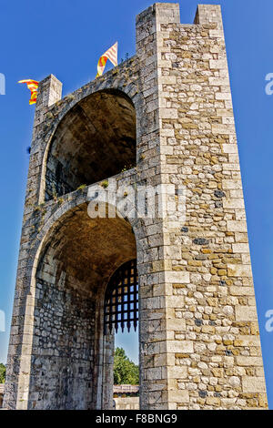 Besalú Ponte City EntranceTown Catalogna Spagna Foto Stock