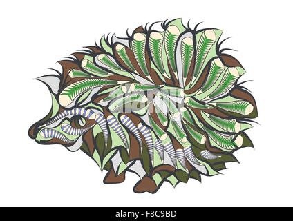Etnica isolato hedgehog om uno sfondo bianco Illustrazione Vettoriale