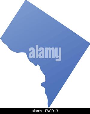 Washington District of Columbia membro mappa con gradiente blu Illustrazione Vettoriale