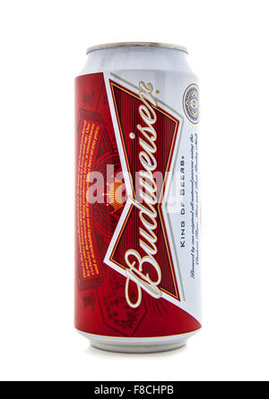 Possibile di birra Budweiser su sfondo bianco Foto Stock