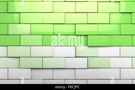Immagine astratta di cubetti in background nei toni del verde Foto Stock