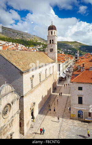 Dubrovnik, Stradun street, principale luogo nel paese vecchio di Dubrovnik, Croazia Foto Stock