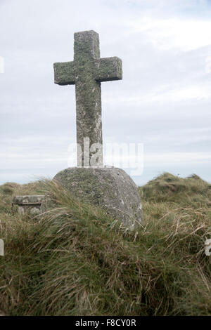 Lapidi del cimitero vecchio su Lundy Island nel canale di Bristol, Regno Unito Foto Stock