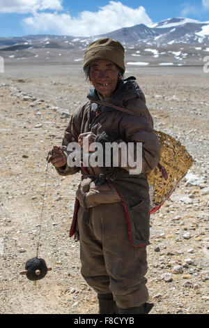 Ritratto di un uomo di yak che lavorano in Tibet Foto Stock