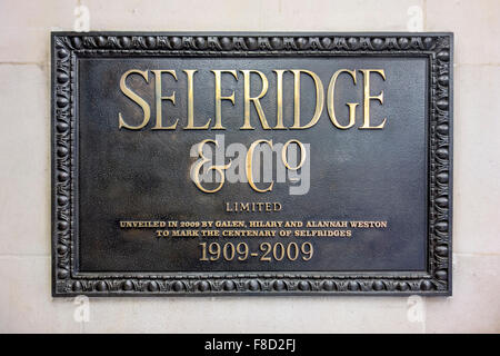 Selfridges di Londra - Selfridge & Co segno, Oxford Street, Londra Foto Stock